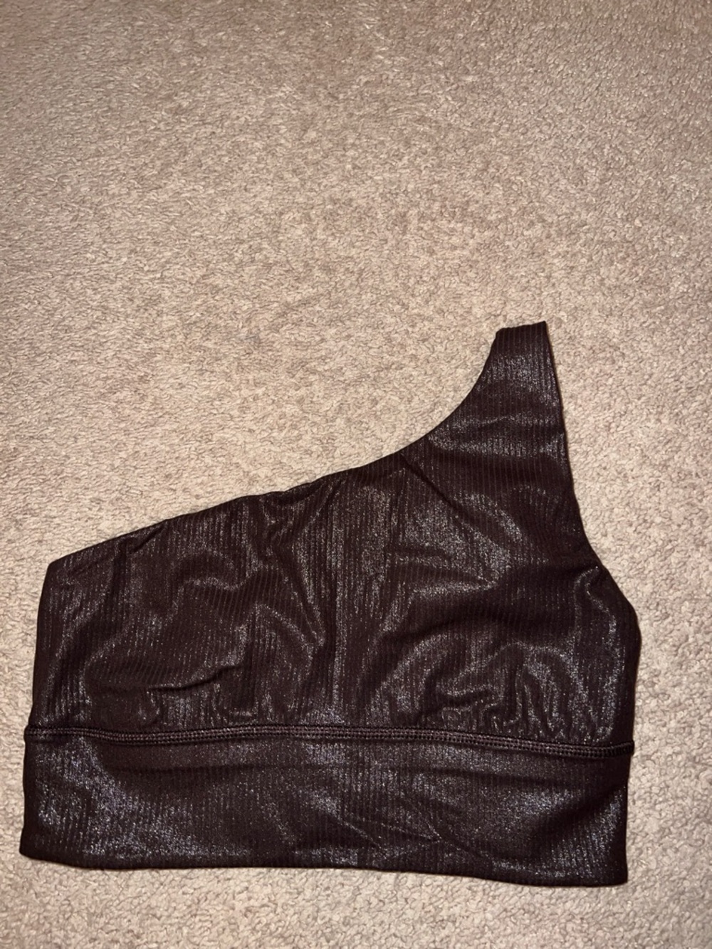 One-Shoulder Shimmery Lululemon sports bra — Dark Brown